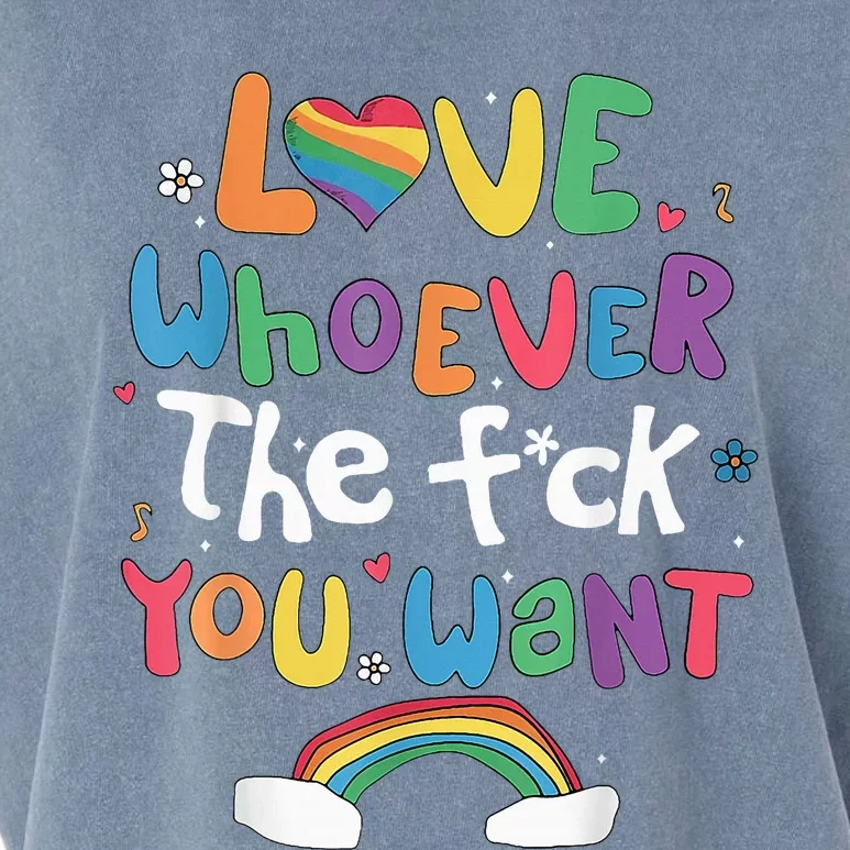 Love Whoever The F You Want Lgbtq Rainbow Garment-Dyed Women's Muscle Tee