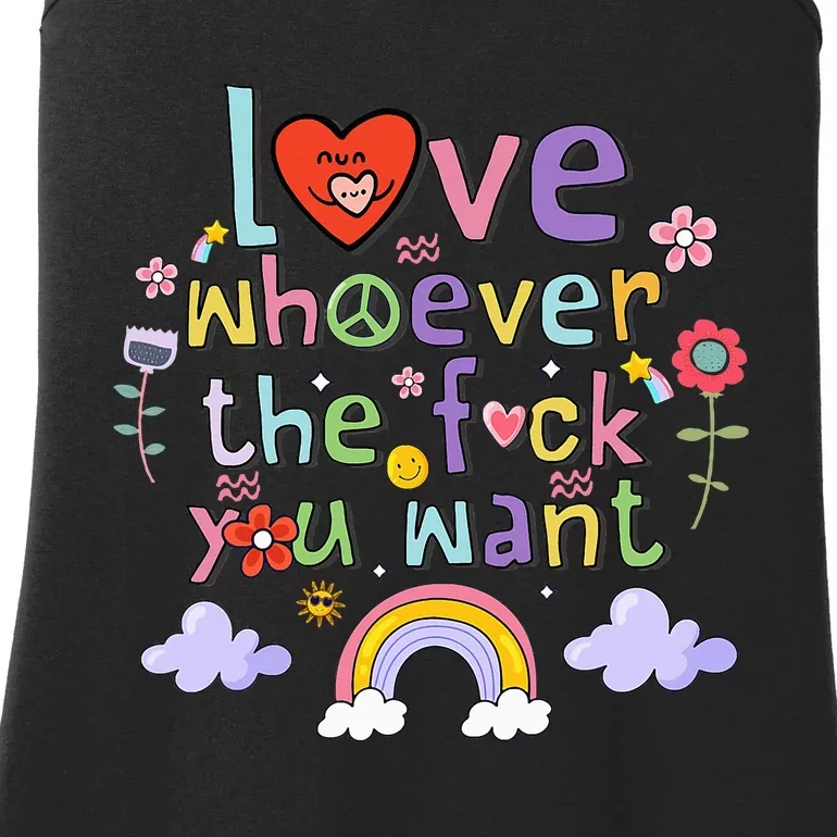 Love Whoever The Fuck You Want Flowers Ladies Essential Tank