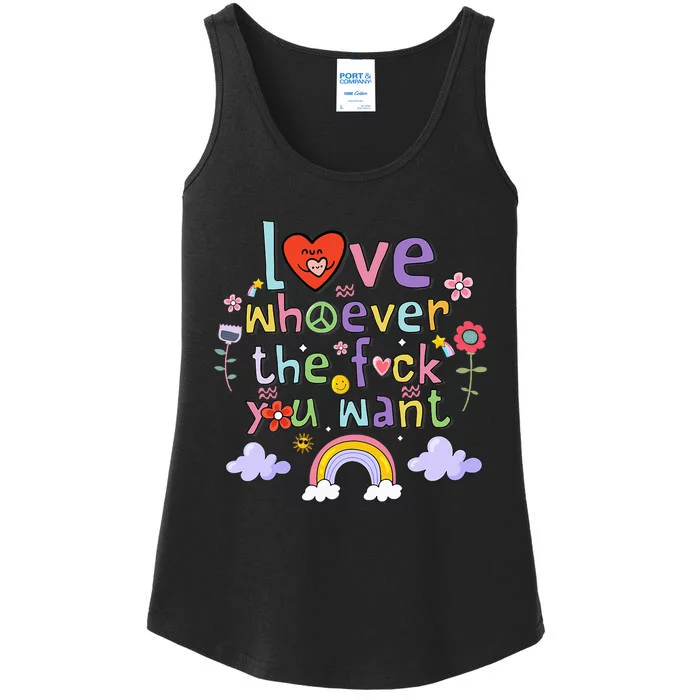 Love Whoever The Fuck You Want Flowers Ladies Essential Tank