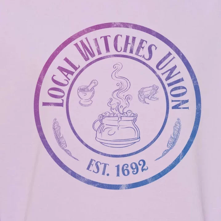 Local Witches Union Est 1692 Distressed Halloween Gift Garment-Dyed Sweatshirt