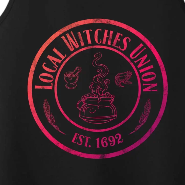 Local Witches Union Est 1692 Distressed Halloween Gift Performance Tank