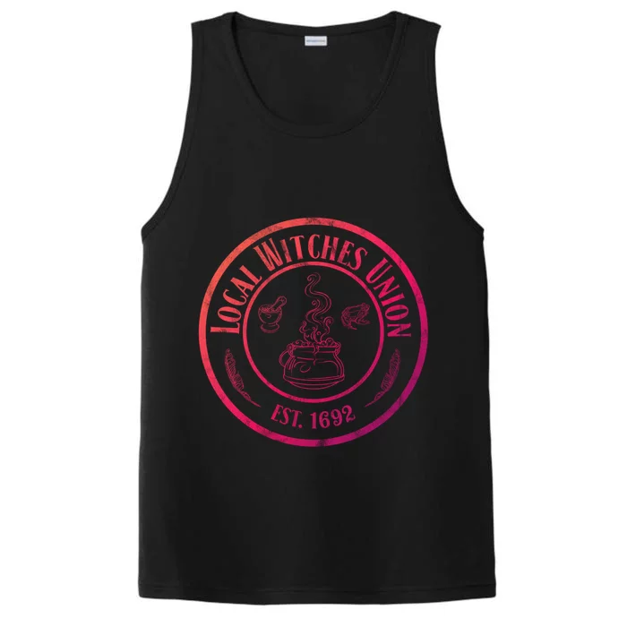 Local Witches Union Est 1692 Distressed Halloween Gift Performance Tank