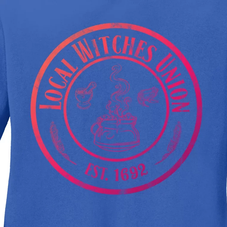 Local Witches Union Est 1692 Distressed Halloween Gift Ladies Long Sleeve Shirt