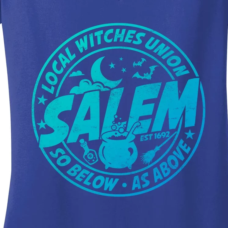 Local Witches Union Salem Est 1692 Halloween Costumes Meaningful Gift Women's V-Neck T-Shirt