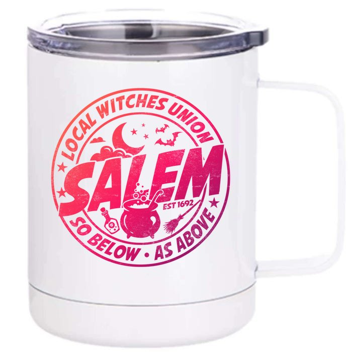 Local Witches Union Salem Est 1692 Halloween Costumes Meaningful Gift Front & Back 12oz Stainless Steel Tumbler Cup