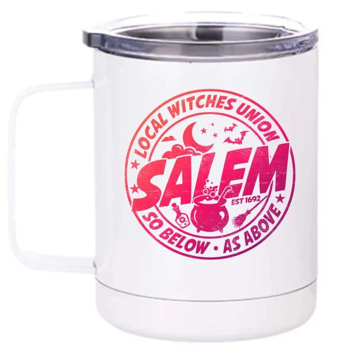 Local Witches Union Salem Est 1692 Halloween Costumes Meaningful Gift Front & Back 12oz Stainless Steel Tumbler Cup