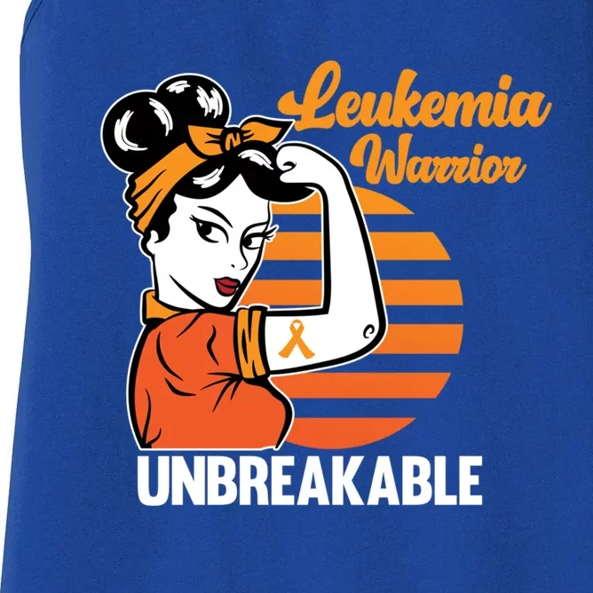 Leukemia Warrior Unbreakable Awareness Orange Ribbon Graphic Great Gift Women's Racerback Tank