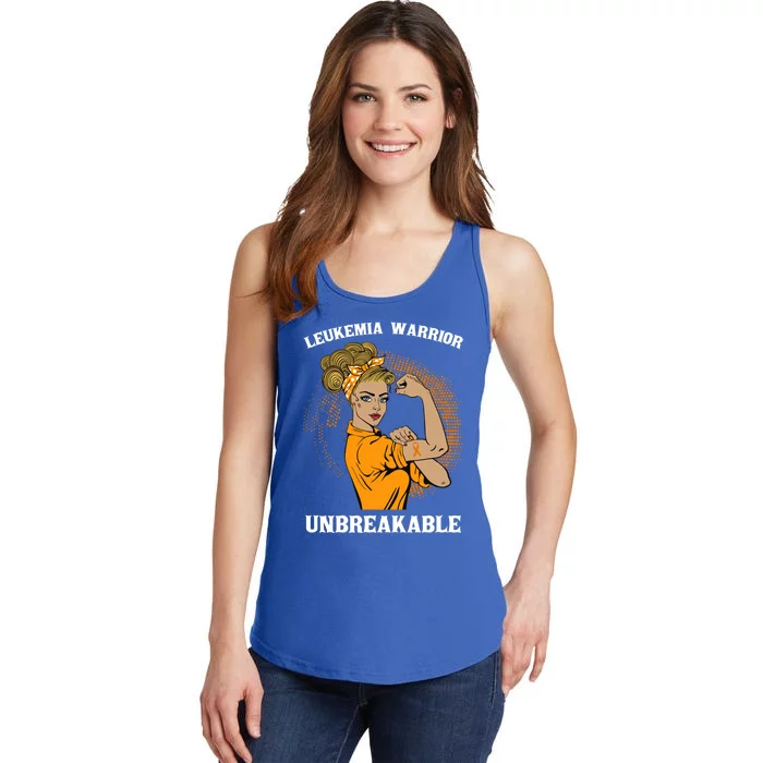 Leukemia Warrior Unbreakable Awareness Gift Ladies Essential Tank