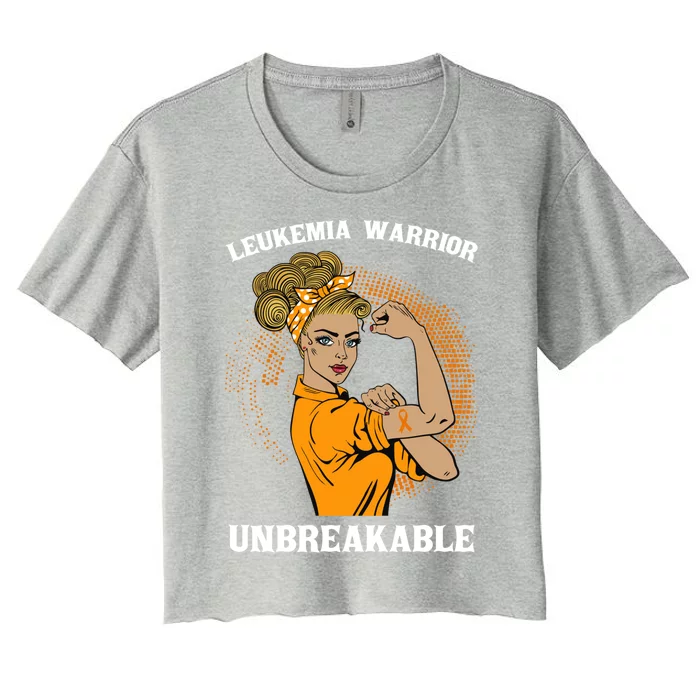 Leukemia Warrior Unbreakable Awareness Gift Women's Crop Top Tee