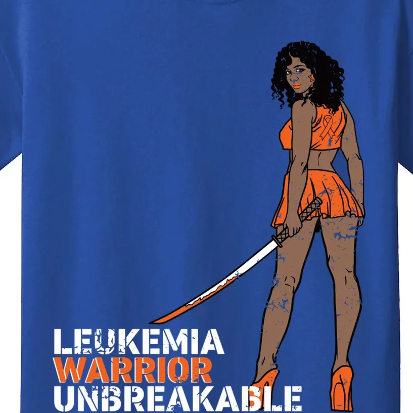 Leukemia Warrior Unbreakable Blood Cancer Awareness Melanin Gift Kids T-Shirt