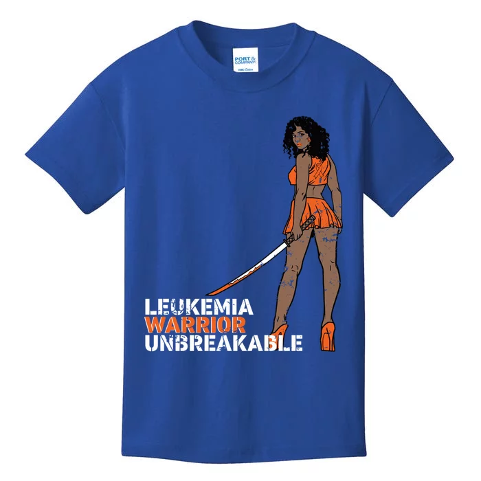 Leukemia Warrior Unbreakable Blood Cancer Awareness Melanin Gift Kids T-Shirt