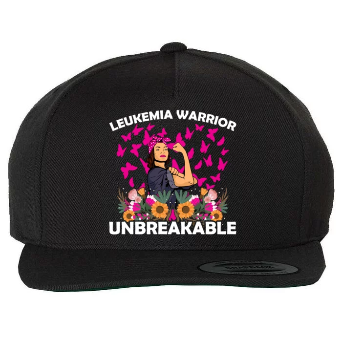 Leukemia Warrior Unbreakable Cancer Awareness Orange Ribbon Gift Wool Snapback Cap