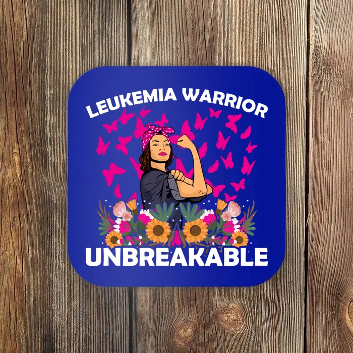 Leukemia Warrior Unbreakable Cancer Awareness Orange Ribbon Gift Coaster