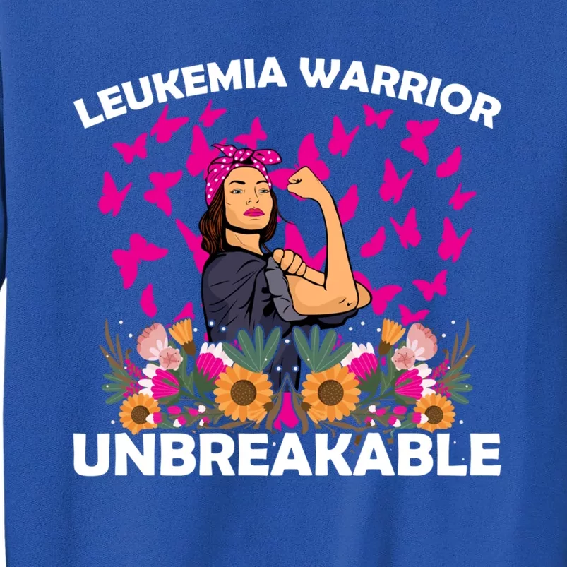 Leukemia Warrior Unbreakable Cancer Awareness Orange Ribbon Gift Tall Sweatshirt