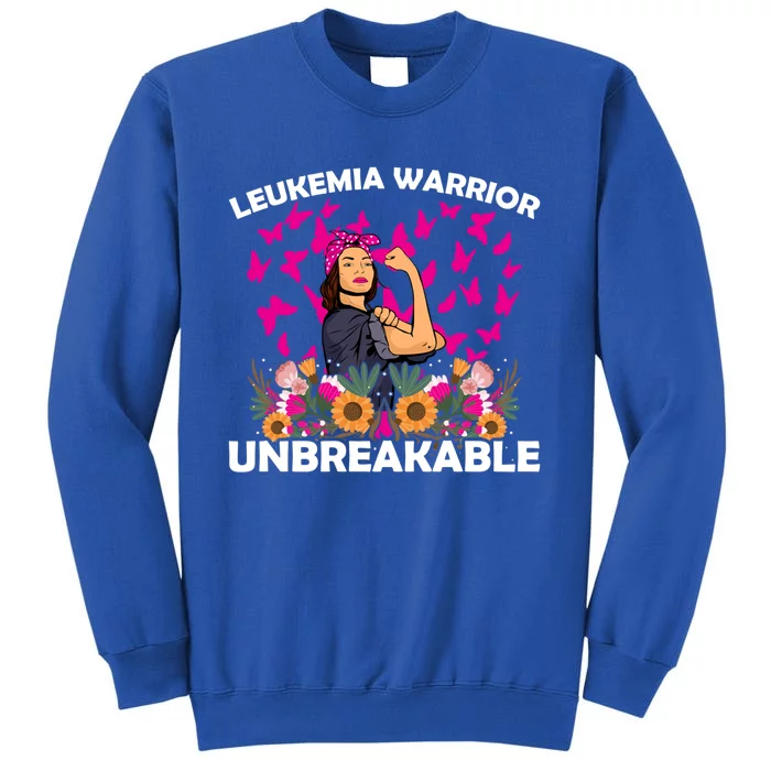 Leukemia Warrior Unbreakable Cancer Awareness Orange Ribbon Gift Tall Sweatshirt