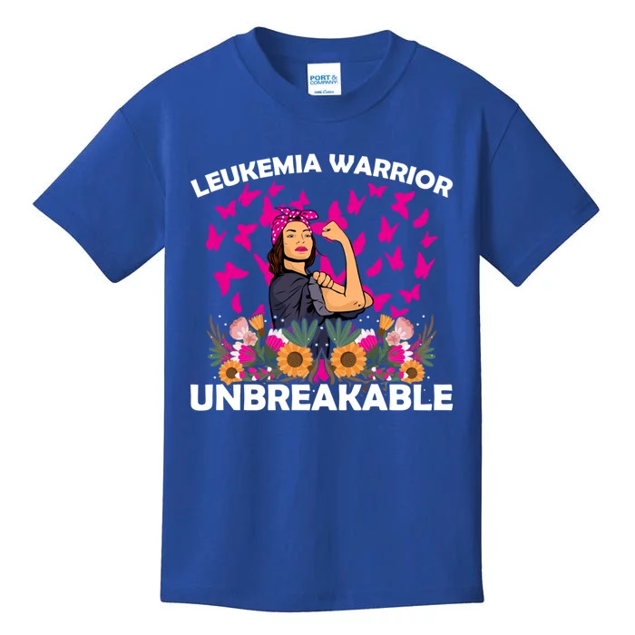 Leukemia Warrior Unbreakable Cancer Awareness Orange Ribbon Gift Kids T-Shirt