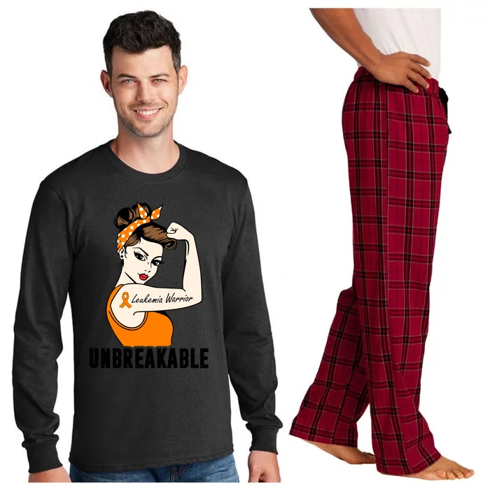 Leukemia Warrior Unbreakable Perfect Strong Cute Gift Long Sleeve Pajama Set