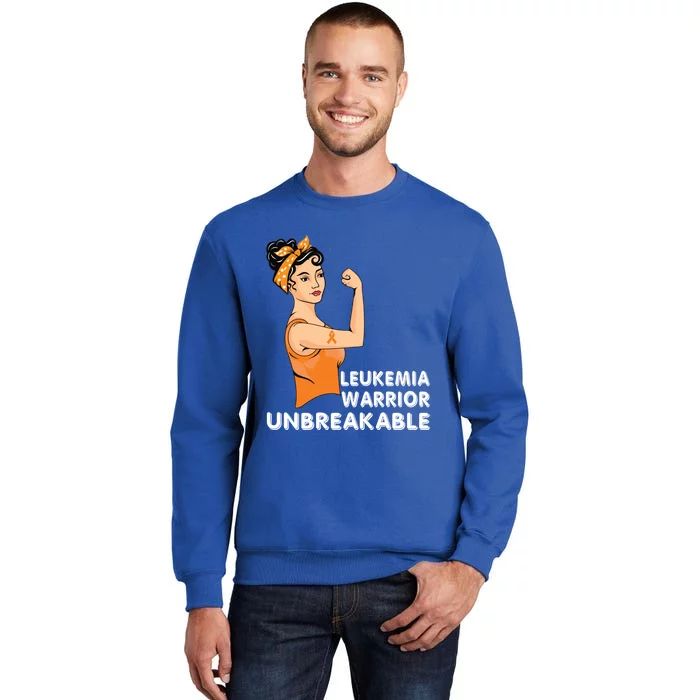 Leukemia Warrior Unbreakable Support Squad Orange Ribbon Gift Tall Sweatshirt