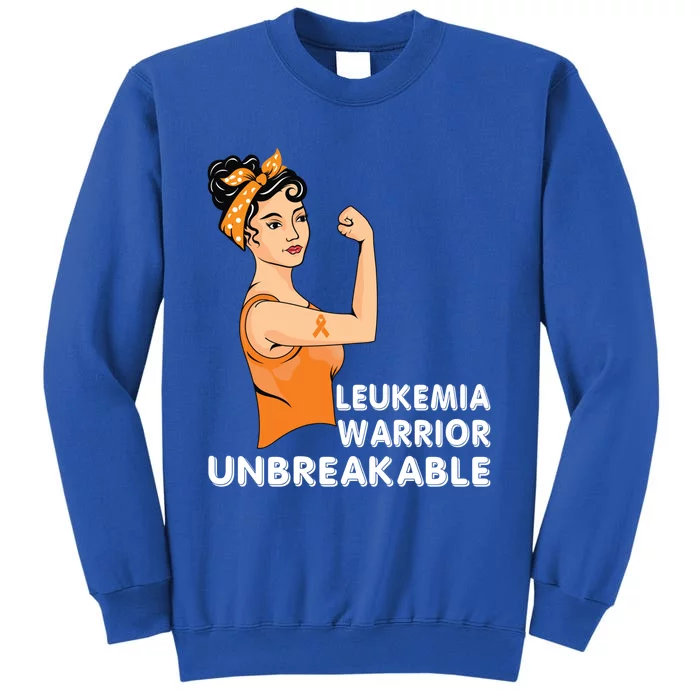 Leukemia Warrior Unbreakable Support Squad Orange Ribbon Gift Tall Sweatshirt