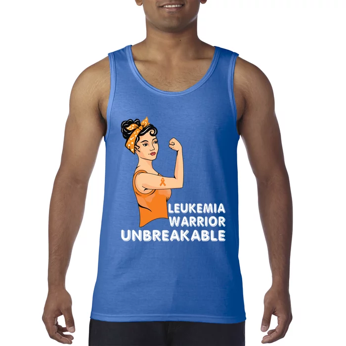 Leukemia Warrior Unbreakable Support Squad Orange Ribbon Gift Tank Top