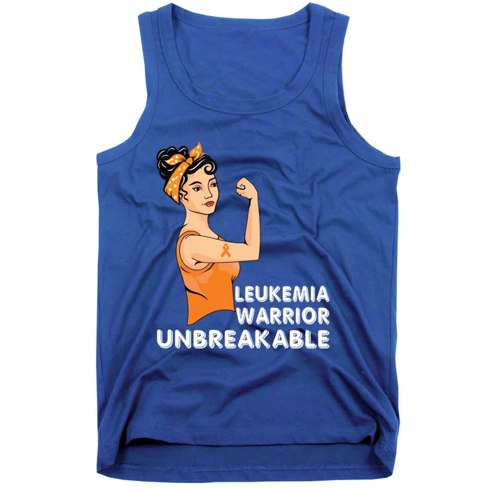 Leukemia Warrior Unbreakable Support Squad Orange Ribbon Gift Tank Top