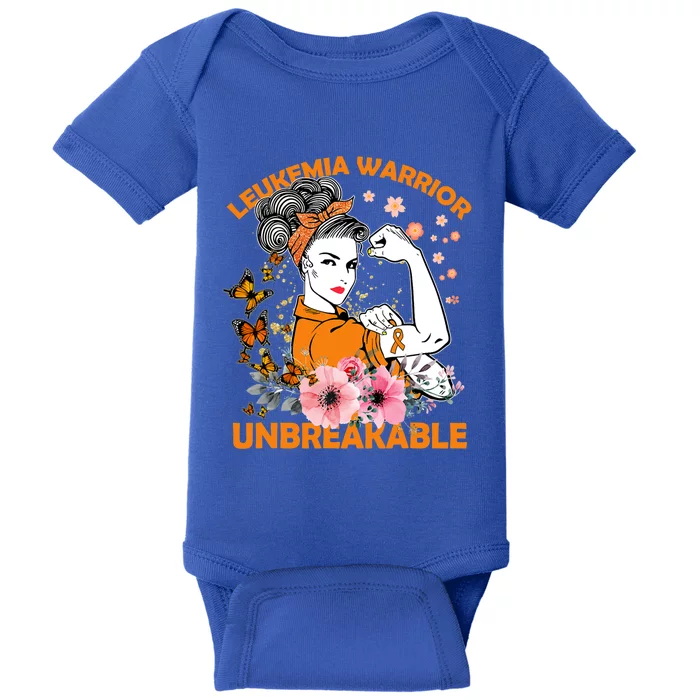 Leukemia Warrior Unbreakable Gift Awareness Gift Baby Bodysuit