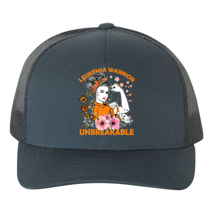 Leukemia Warrior Unbreakable Gift Awareness Gift Yupoong Adult 5-Panel Trucker Hat