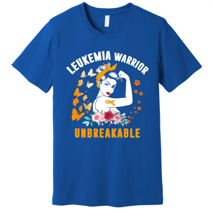 Leukemia Warrior Unbreakable Cool Gift Awareness Gift Premium T-Shirt