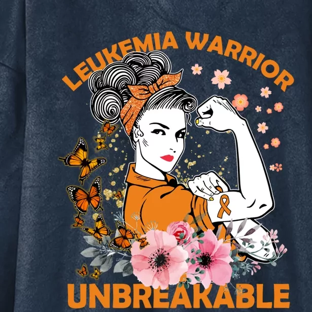 Leukemia Warrior Unbreakable Gift Awareness Funny Gift Hooded Wearable Blanket