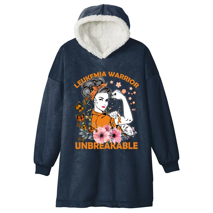 Leukemia Warrior Unbreakable Gift Awareness Funny Gift Hooded Wearable Blanket