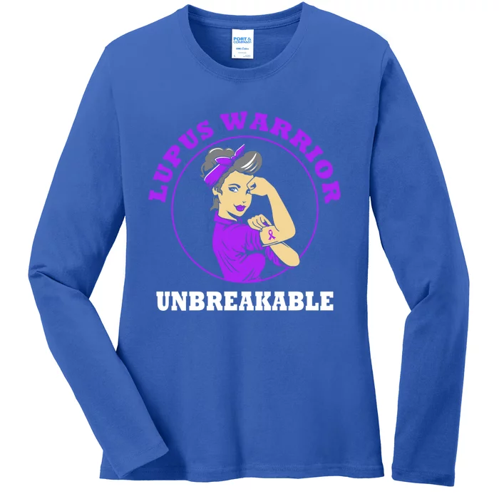 Lupus Warrior Unbreakable Lupus Awareness Gift Ladies Long Sleeve Shirt