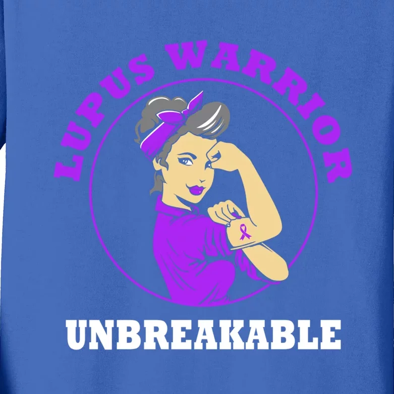 Lupus Warrior Unbreakable Lupus Awareness Gift Kids Long Sleeve Shirt