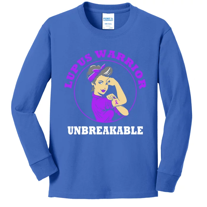 Lupus Warrior Unbreakable Lupus Awareness Gift Kids Long Sleeve Shirt