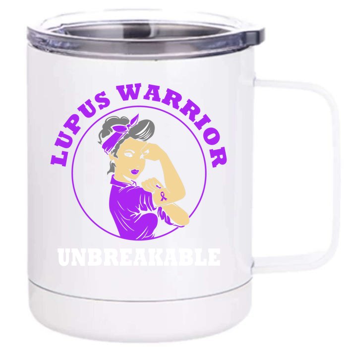 Lupus Warrior Unbreakable Lupus Awareness Gift Front & Back 12oz Stainless Steel Tumbler Cup