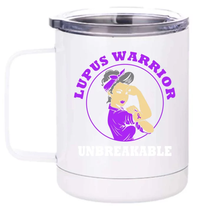 Lupus Warrior Unbreakable Lupus Awareness Gift Front & Back 12oz Stainless Steel Tumbler Cup