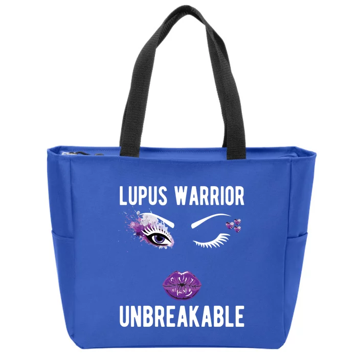 Lupus Warrior Unbreakable Purple Ribbon Lupus Fighter Gift Zip Tote Bag