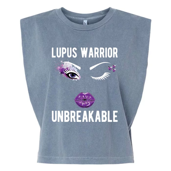 Lupus Warrior Unbreakable Purple Ribbon Lupus Fighter Gift Garment-Dyed Women's Muscle Tee