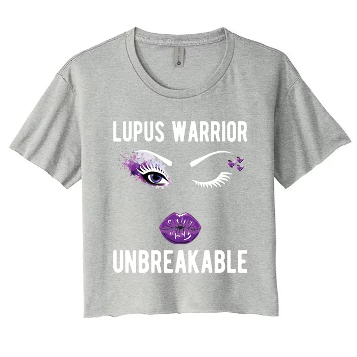 Lupus Warrior Unbreakable Purple Ribbon Lupus Fighter Gift Women's Crop Top Tee