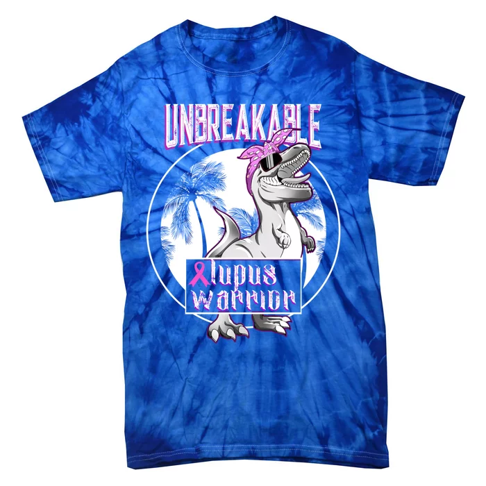 Lupus Warrior Unbreakable T Rex Lupus Awareness Gift Tie-Dye T-Shirt