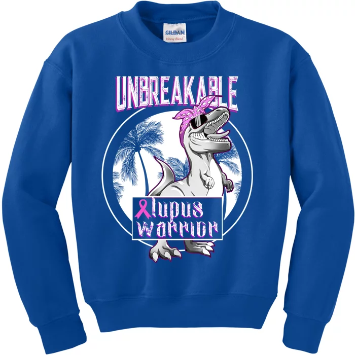 Lupus Warrior Unbreakable T Rex Lupus Awareness Gift Kids Sweatshirt