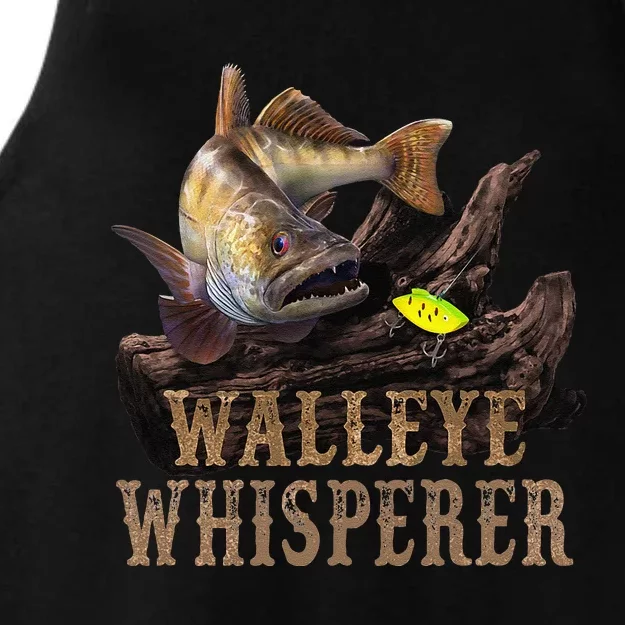 Large Walleye With Fishing Lure Drawing Walleye Whisperer Ladies Tri-Blend Wicking Tank