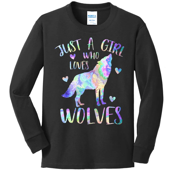 Loves Wolves wolf Face, Kids Long Sleeve Shirt