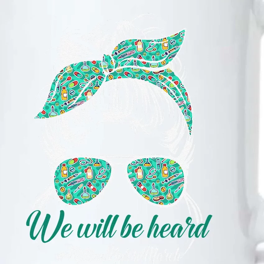 Leopard We Will Be Heard Messy Bun Nurse Million Nurse March Black Color Changing Mug