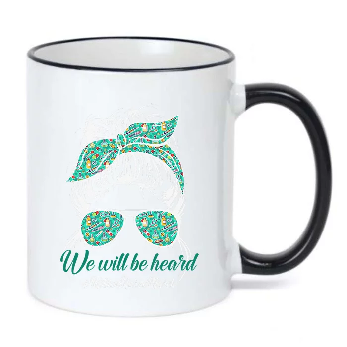 Leopard We Will Be Heard Messy Bun Nurse Million Nurse March Black Color Changing Mug