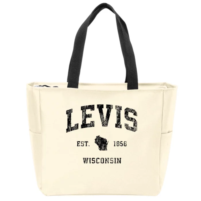 Levis Wisconsin Wi Vintage Athletic Black Sports Design Zip Tote Bag