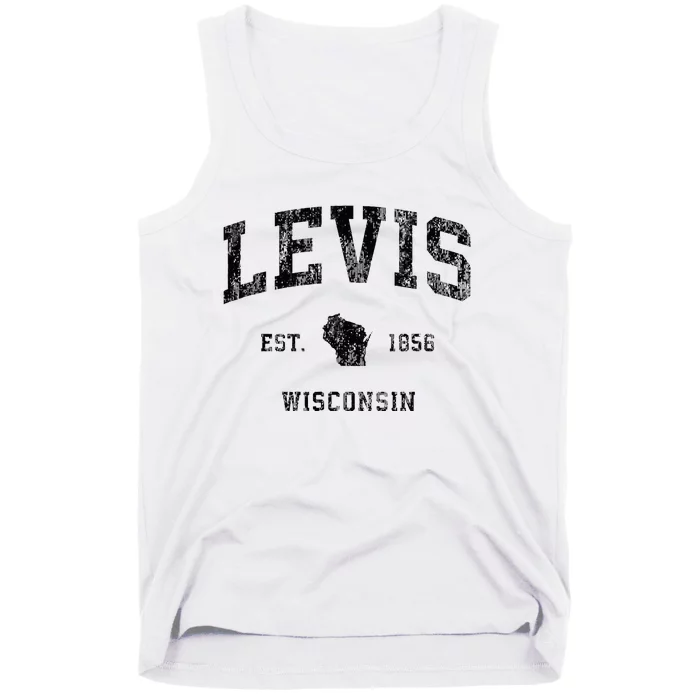 Levis Wisconsin Wi Vintage Athletic Black Sports Design Tank Top