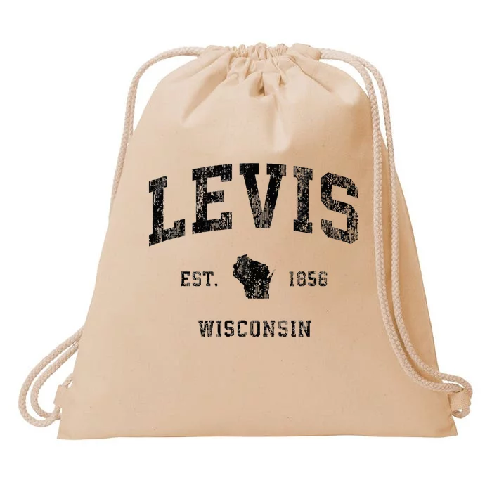 Levis Wisconsin Wi Vintage Athletic Black Sports Design Drawstring Bag