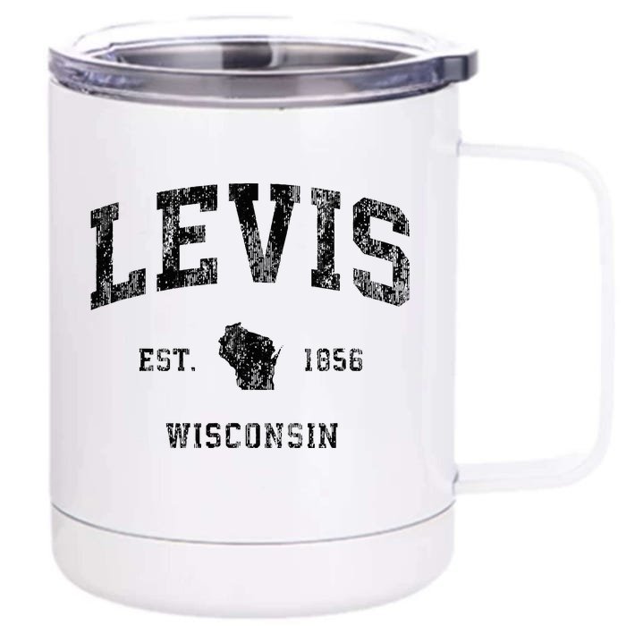 Levis Wisconsin Wi Vintage Athletic Black Sports Design Front & Back 12oz Stainless Steel Tumbler Cup