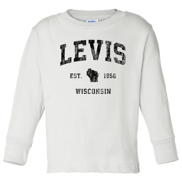 Levis Wisconsin Wi Vintage Athletic Black Sports Design Toddler Long Sleeve Shirt