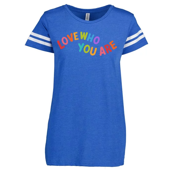 Love Who You Are Rainbow Positive Quote Enza Ladies Jersey Football T-Shirt